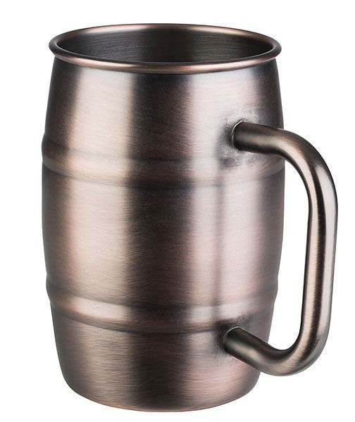 APS mok -BIERMOK-, Ø 8,5 cm, hoogte: 13 cm, roestvrij staal, antiek koperlook, inhoud: 0,5 liter, 93364