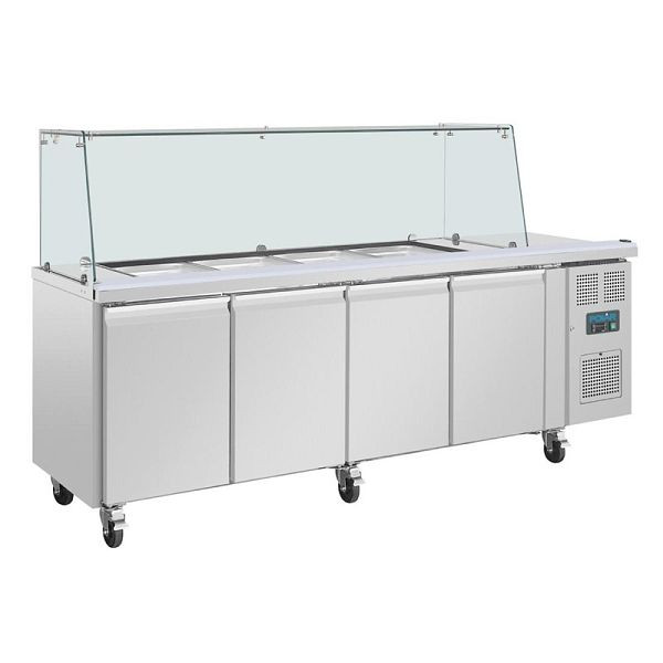 Polar Polar U-serie 4-deurs Saladette-aanrechtkoelkast met bescherming, UA019