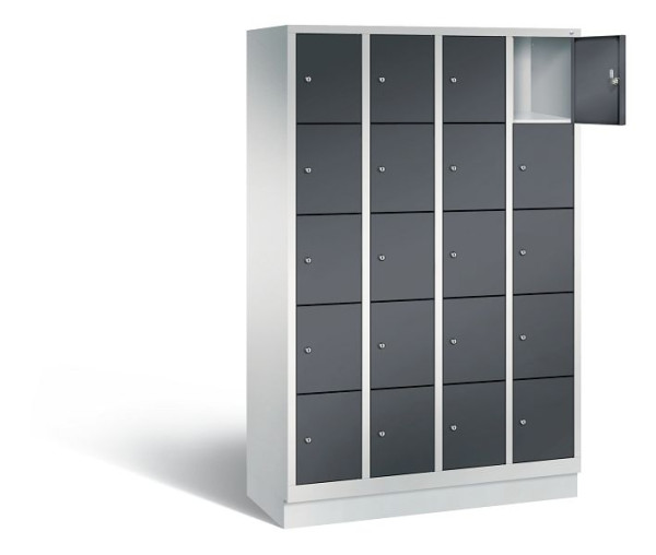 C+P lockerkast Evolo, H1800xB1190xD500mm, kleur: lichtgrijs / zwartgrijs, 48020-405 S10225