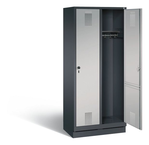 C+P Evolo kleerkast, H1800xW810xD500mm, kleur: zwart-grijs/wit aluminium, 48020-22 S10078