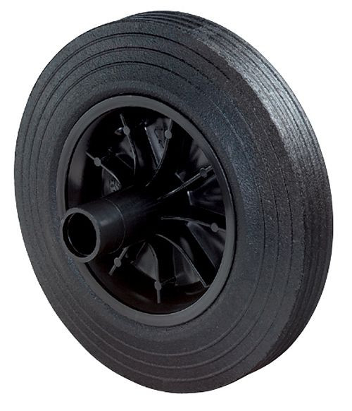 BS rollen neuswiel voor afvalcontainers 80/100/120/240 l, breedte 50 mm, Ø200 mm, tot 205 kg, zwart rubberen loopvlak, glijlager, VE 2 stuks, B50.200