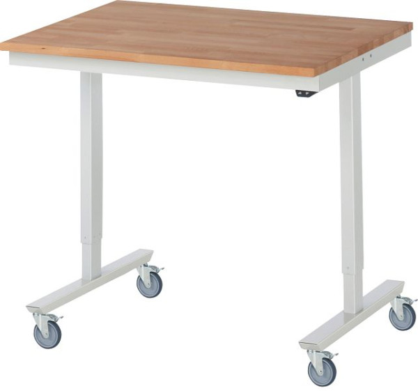 RAU verrijdbare werktafel adlatus 150 kg, 1000x800x855-1255mm, B-plaat 25 mm, 08-AT-100-080-B-4LF