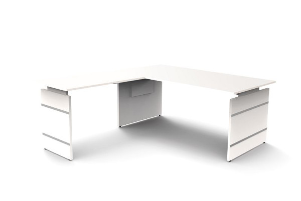 Kerkmann in hoogte verstelbaar zijbureau B 1800 x D 800 x H 680-760 mm, vorm 4, kleur: wit, 11465310