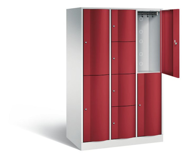 C+P XL combinatie lockerkast Resisto, H1950xW1148xD640mm, kleur: lichtgrijs/robijnrood, 8070-3732 S10019