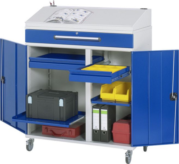 RAU zijkast sta bureau - model 03, B1100xD520xH1110/1220mm, incl. wielenset, middensteun voor het verdelen van de inbouwbreedte, 07-1100T-M03F.11