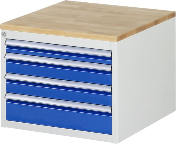 RAU ladekast serie 7000, B580 x D650 x H465 mm, 4 x lade maten L 1xH60, 2xH90, 1xH120 mm, massief beukenhouten blad, 03-L2.7A-B.11