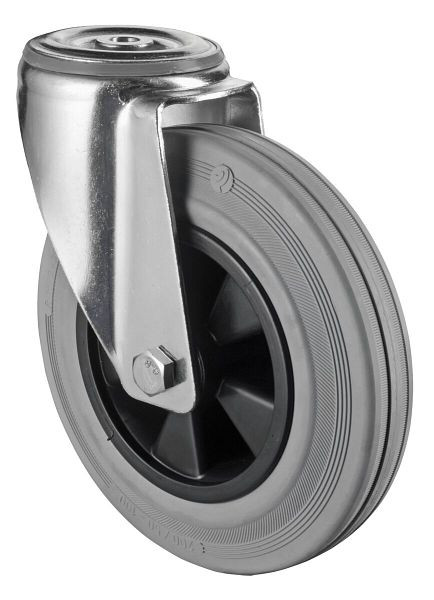 BS rollen transportrol, wielbreedte 50 mm, wiel-Ø 200 mm, draagvermogen 200 kg, grijs rubberen loopvlak, kunststof wiellichaam, rollager, L101.B46.200
