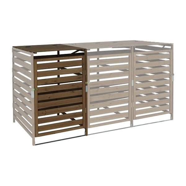 Mendler XL 1-/2-prullenbakbekleding uitbreiding HWC-H62, prullenbakdeksel, 110x65x93cm massief hout, donkerbruin, 82812