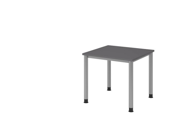 Hammerbacher bureau 4 voet rond 80x80cm grafiet/zilver, rechthoekige vorm, VHS08/G/S