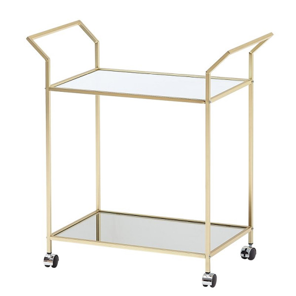Wohnling Design serveerwagen goud 73x78x37 cm keukenwagen glas/metaal, verrijdbare bijzettafel, eetwagen met glazen blad, WL6.505