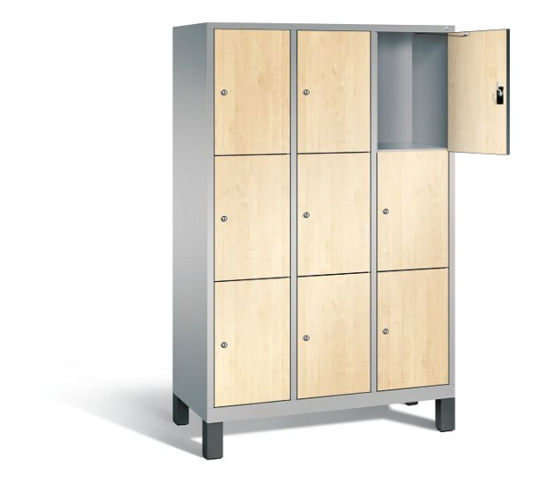 C+P lockerkast Evolo, H1850xB1200xD500mm, kleur: wit aluminium / Donau esdoorn decor, 48010-323 S10193