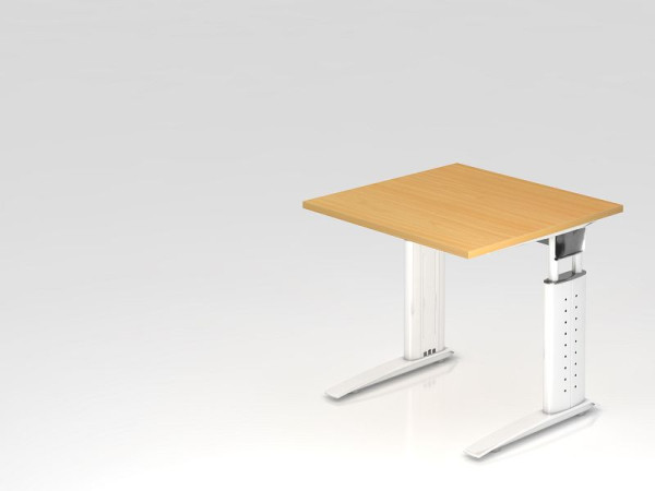 Hammerbacher bureau C-poot 80x80cm beuken/wit, werkhoogte 68-86 cm verstelbaar, VUS08/6/W