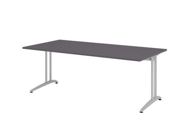 Hammerbacher bureau C-poot 200x100cm grafiet, VBS2E/G/S