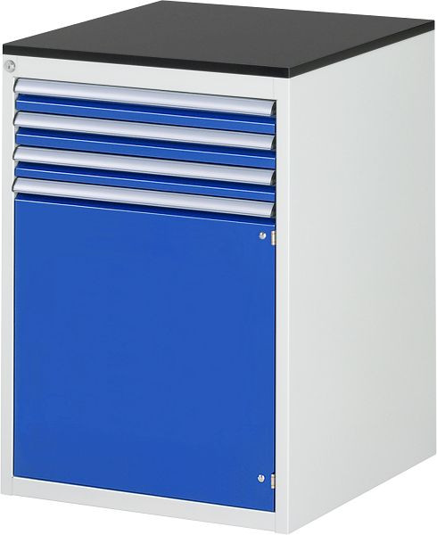 RAU ladekast serie 7000, B580 x D650 x H820 mm, werkblad met melamineharscoating, laden: 2xH90 mm, draaideur H540 mm, 13-L5.6AR-M.11