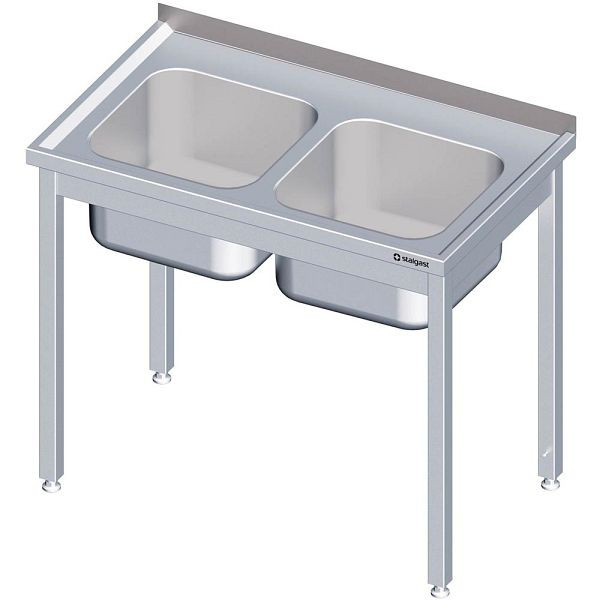 Stalgast spoelunit zonder voet 1100x700x850 mm, met twee schalen rechts, met opstaande rand, gelast, VST11722RA