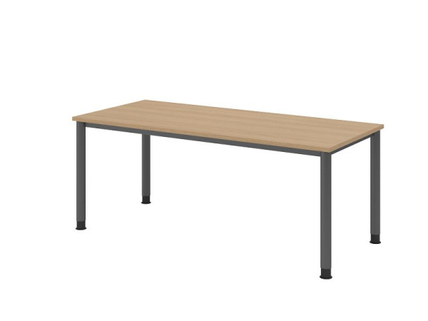 Hammerbacher bureau HS19, 180 x 80 cm, blad: eikenhout, 25 mm dik, 4-poots frame in grafiet, werkhoogte 68,5-81cm, VHS19/E/G