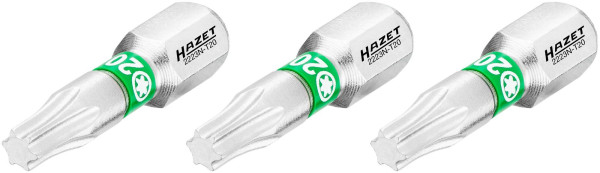 Hazet bit, volle zeskant 6,3 (1/4 inch), binnen TORX® profiel, T20, aantal gereedschappen: 3, sleutelmaat: T20, 2223N-T20/3
