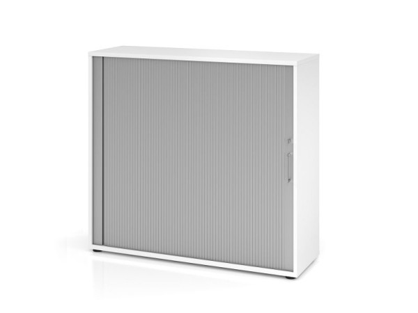 Hammerbacher rolluikkast 1733S BS, 3 OH, romp: wit / rolluik: zilver, 120 x 40 x 110 cm (BxDxH), V1733S/W/S/BS