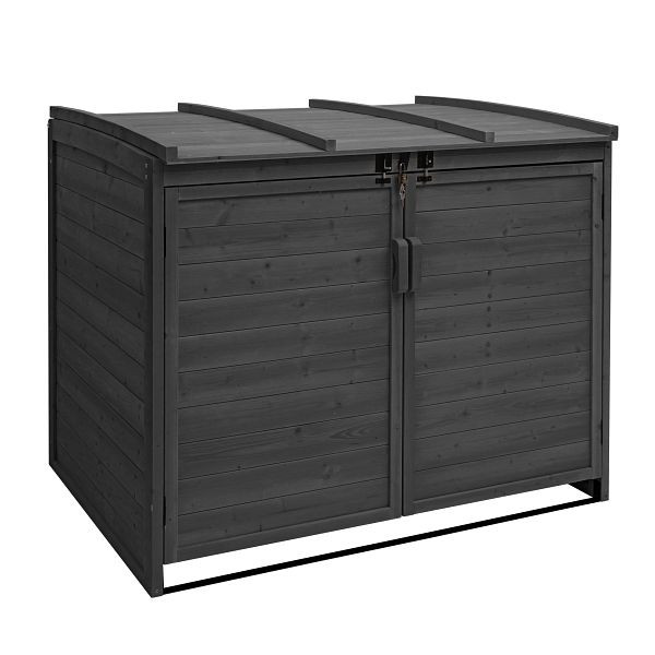 Mendler HWC-H75b XL 2/4 rolcontainer bekleding, rolcontainer box, uitbreidbaar 121x66x92cm hout, antraciet, 81686