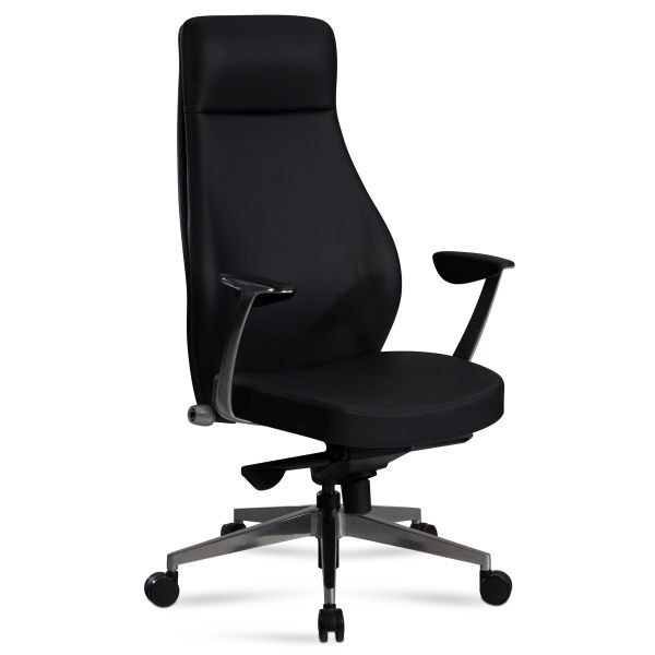 Amstyle bureaustoel met zwarte kunstlederen bekleding, tot 120 kg, directiestoel, in hoogte verstelbaar, ergonomisch met armleuningen en hoge rugleuning, wipfunctie, SPM1.448