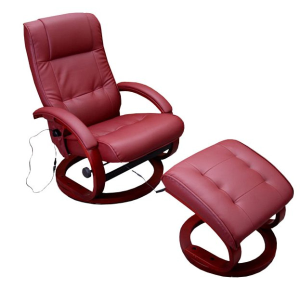 Mendler massage-tv-stoel Pescatori II, relaxstoel, massagestoel, massagefunctie, bordeaux, 14025