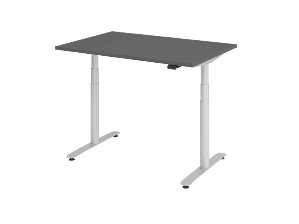 Hammerbacher zit-sta bureau elektrisch 120x80cm grafiet/zilver, VXDLR12/G/S
