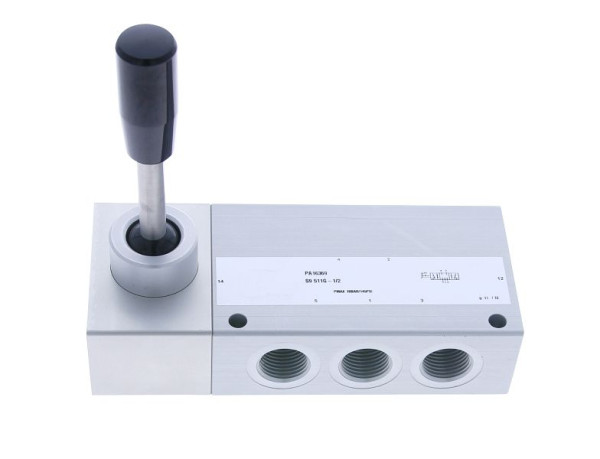 timmer VHO-S9 511G-1/2, 5/3 handbediende klep, pal, middenstand gesloten, aansluiting: 1/2", PA16369