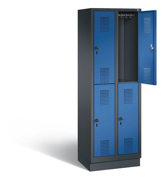 C+P locker dubbellaags Evolo, H1800xB610xD500mm, kleur: zwartgrijs / gentiaanblauw, 48320-20 S10154