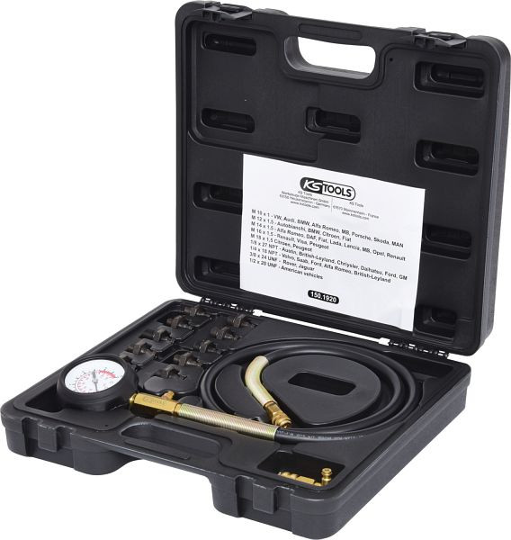 KS Tools oliedruktester, 12 stuks, 0-10bar, 150.1920
