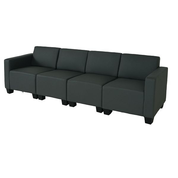Mendler Modular 4-zits bank Couch Lyon, kunstleer, donkergrijs, 2x75183+75184+75185