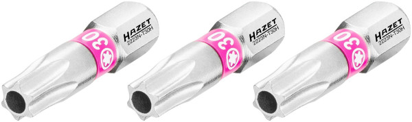 Hazet bit, massieve zeskant 6,3 (1/4 inch), Tamper Resistant TORX® profiel, T30H, aantal gereedschappen: 3, 2223N-T30H/3