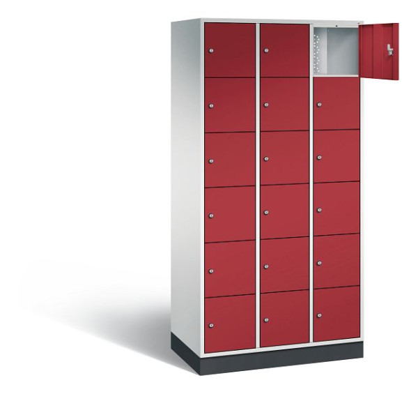 C+P lockerkast Intro, H1950xW920xD490mm, kleur: lichtgrijs/robijnrood, 8670-301 S10022