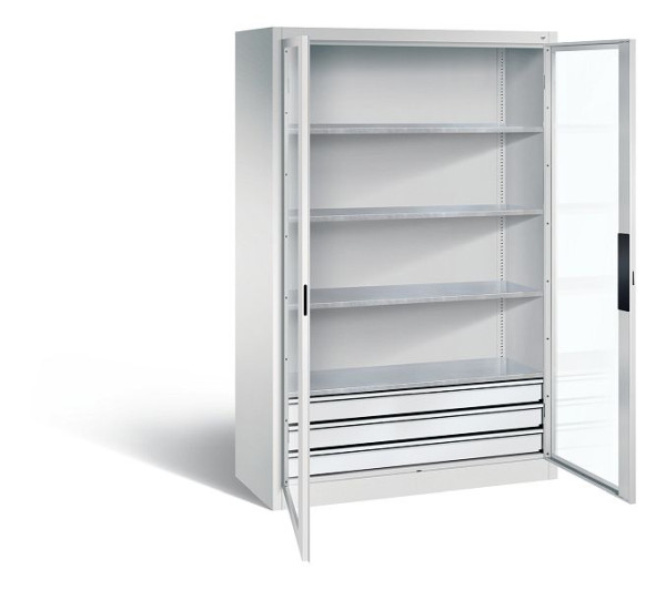 C+P gereedschapskast Acurado, H1950xB1200xD500mm, kleur: lichtgrijs, verzonken handgreep, 8931-5532 S10009