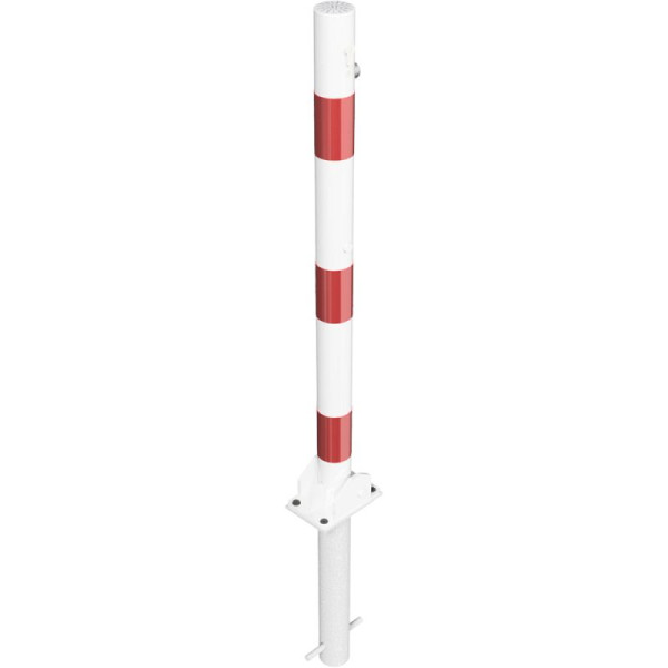 Stone HGS afzetpaal -Bollard-, verschillende vergrendeling, sluiting aan de bovenzijde, voor plaatsing in beton, wit, met 3 rode lichtlijsten, zonder oogjes, 460uzhb