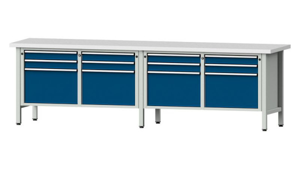 ANKE werkbanken kistwerkbank, model 233 V, 2800 x 700 x 840 mm, RAL 7035/5010, KSP 40 mm, 305.052