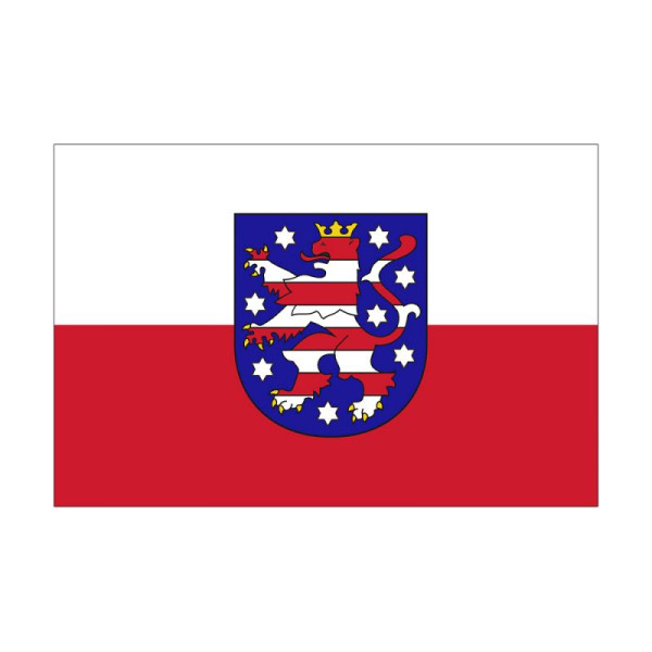 Stein HGS HGS deelstaatvlag van Thüringen, 150 x 250 cm (liggend formaat), met touw en lus, FlagTop 160 g/m², voor vlaggenmasten vanaf 8 m, zonder ajourzoom, 26689
