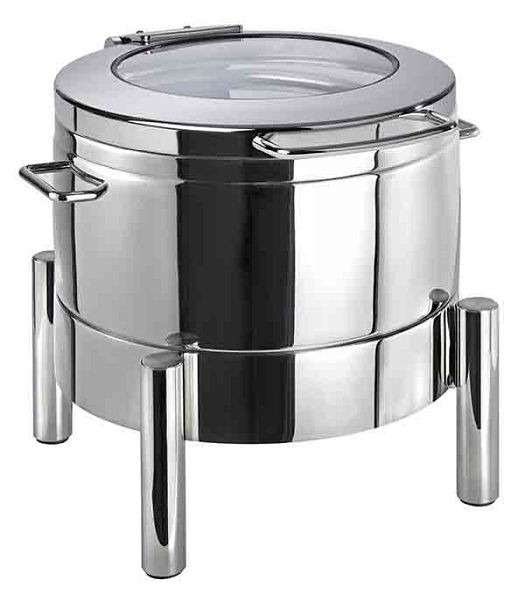 APS Chafing Dish rond -PREMIUM-, 44 x 48 cm, hoogte: 39 cm, RVS 18/8, 1 frame, 1 waterbak, met sandwichbodem, 12354