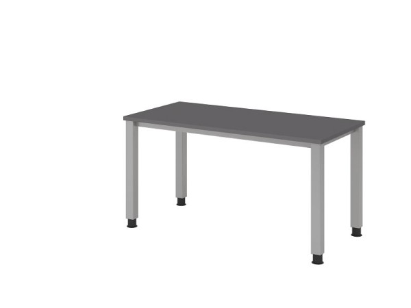 Hammerbacher bureau 4 voet rond 140 x 67 cm grafiet/zilver, 25 mm dik, 2 mm ABS rand, rechthoekige vorm, VQS614/G/S