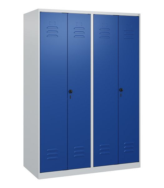 C+P Umkleidespind Classic PLUS SW, 4 Abteile, 1700x1200x500mm, 7035/5010, Drehriegel, 0800027-40 S10003