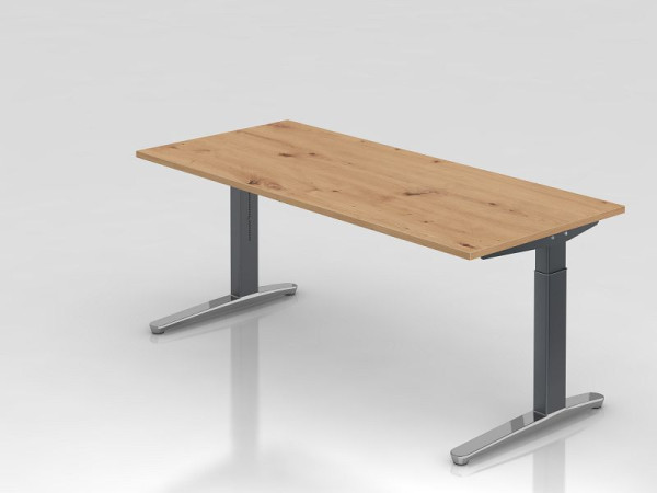 Hammerbacher bureau XB19, 180 x 80 cm, blad: knoestig eiken, 25 mm dik, 2 mm ABS rand, rechthoekige vorm, gepolijst, VXB19/R/GC