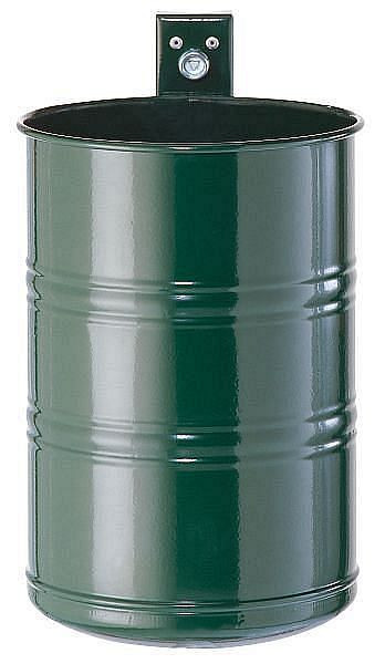 Renner afvalbak ca. 20 L, ongeperforeerd, voor wand- en paalmontage, thermisch verzinkt en gepoedercoat, mosgroen, 7003-01PB 6005