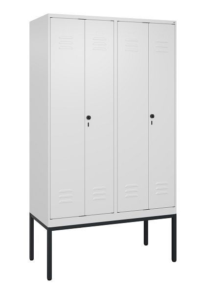 C+P Umkleidespind Classic PLUS, Doppel-Spind, Gestell, 4 Abteile, 2120x1200x500mm, 9016/9016, Drehriegel, 0800327-40P S10014