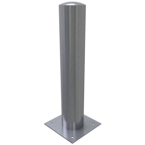 Stein HGS HGS stalen buispaal/rambeschermpaal - Bolder-, 1000 mm/voor pluggen met voetplaat 360x360 mm, zonder verf, zonder oogjes, met gelaste stalen kap, 1574901