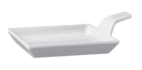 APS fingerfoodbord, 9,5 x 9,5 cm, hoogte: 1,5 / 3,5 cm, melamine, wit, handvat: 3 cm, -FLYING BUFFET-, VE: 24 stuks, 83878