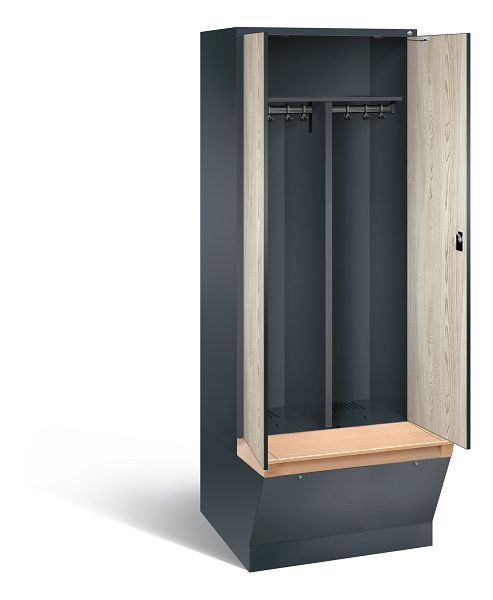 C+P zwart wit kastje Evolo, H2090xW810xD815mm, kleur: antracietgrijs / decor Sen ash, 48056-22 S10198
