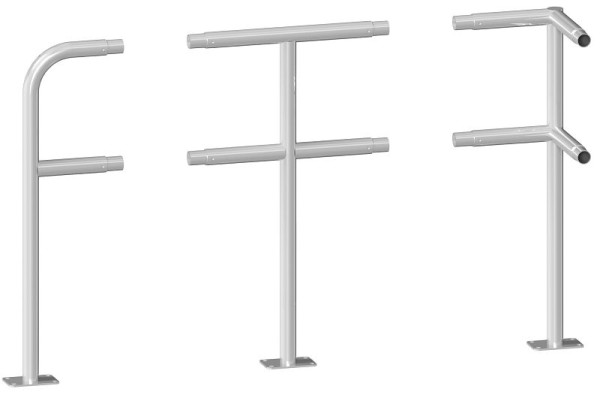 Schake beschermrailing, stalen buis Ø 48 mm, steunpaal voor plugbevestiging, eindpaal, thermisch verzinkt, 448_80P