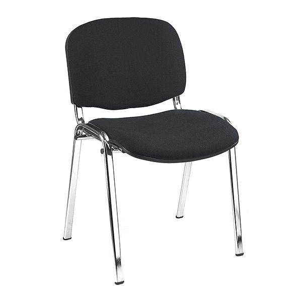 Lüllmann gestoffeerde stoel zonder armleuningen, verchroomd, 470/840 x 545 x 425 mm, zwart, 220220