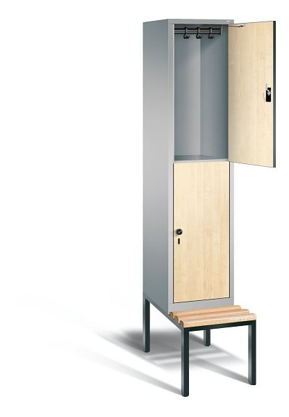 C+P locker, dubbellaags Evolo, H2090xW420xD815mm, kleur: wit aluminium / Donau esdoorn decor, 48350-12 S10078