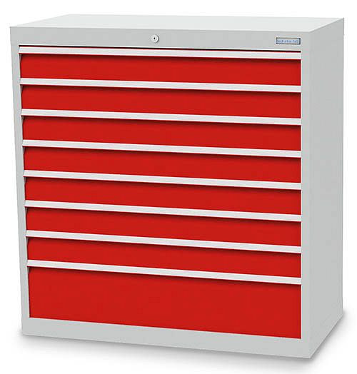 Bedrunka + Hirth ladekast, diepte 500 mm, R 36-16, 980 x 500 x 1019 mm, 8 x lades (7x 100VA, 1x 200VA), draagvermogen 75 kg, 90.701-75