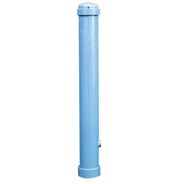Stone HGS stijl tuinpaal Ø 108 mm met halfronde stalen kap, driehoekig slot, sluiting onderaan, geel met zwarte strepen, zonder oogjes, hoogte boven vloer: ca. 950 mm